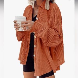 FP dupe waffle knit shirt jacket